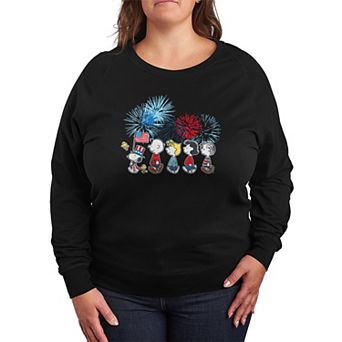 Plus Size Peanuts Patriotic Parade & Fireworks French Terry Long Sleeve Tee