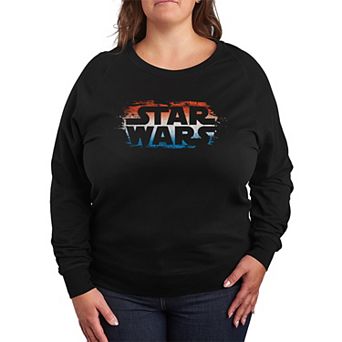 Plus Size Star Wars Americana Logo French Terry Long Sleeve Tee
