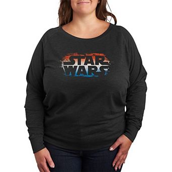 Plus Size Star Wars Americana Logo French Terry Long Sleeve Tee