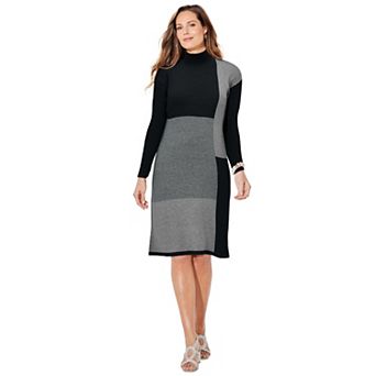 Catherines Women's Plus Size Colorblock Sweater Dress