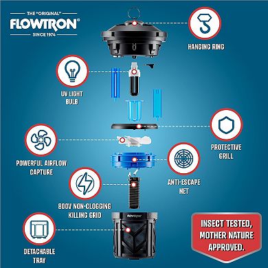 Flowtron Indoor Outdoor Bug Trap Zapper Electric Insect Killer with UV Light & Fan, 530 Sq Ft
