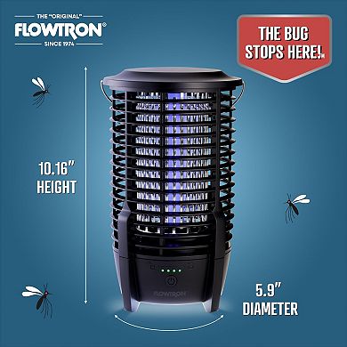 Flowtron Rechargeable Bug Zapper Lamp, USB-C Insect Killer, LED Light & 2150 Sq Ft Patio Coverage