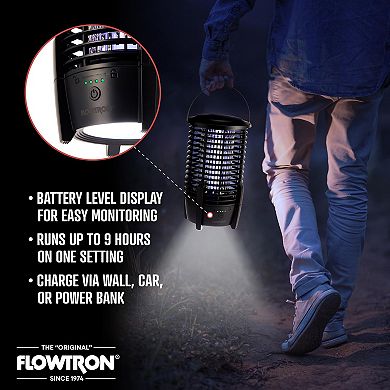 Flowtron Rechargeable Bug Zapper Lamp, USB-C Insect Killer, LED Light & 2150 Sq Ft Patio Coverage