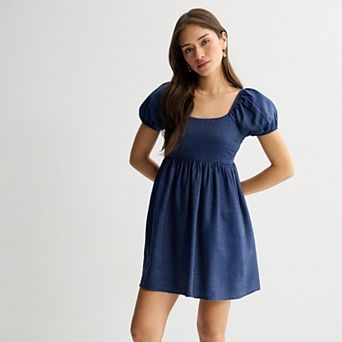 Juniors' SO® Puff Sleeve Mini Dress