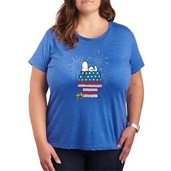 Plus Size Peanuts Snoopy & Woodstock Fireworks Graphic Tee