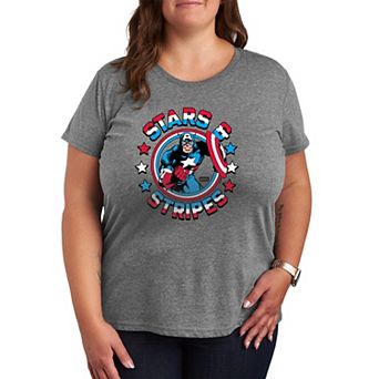 Plus Size Marvel Captain America Stars & Stripes Graphic Tee
