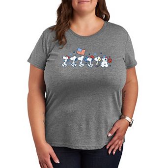 Plus Size Peanuts Snoopy & Siblings Patriotic Parade Graphic Tee