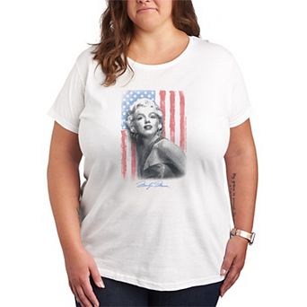 Plus Size Marilyn Monroe USA Flag Distressed Graphic Tee