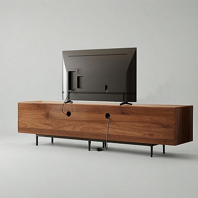 94.5 Inch Mid-Century Modern TV Stand with 4 Storage Cabinets for Living Room