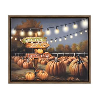 Fall Pumpkin Patch LED Framed Canvas Wall Art