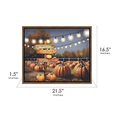 Fall Pumpkin Patch LED Framed Canvas Wall Art