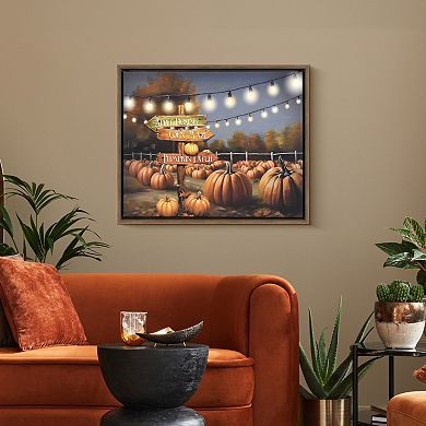 Fall Pumpkin Patch LED Framed Canvas Wall Art
