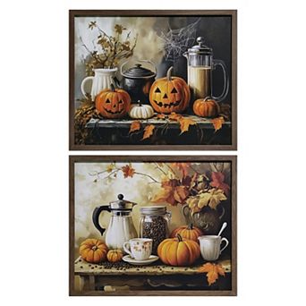 Reversible Framed Halloween and Fall Themed Art