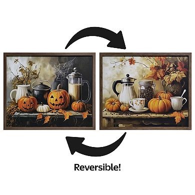 Reversible Framed Halloween and Fall Themed Art