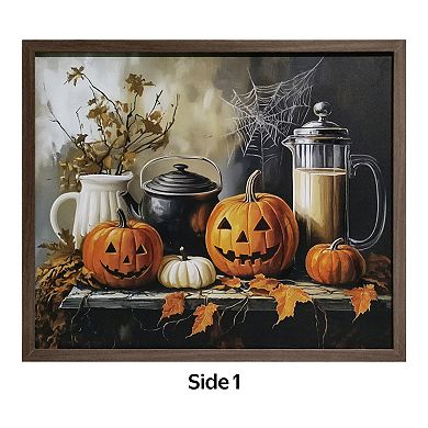 Reversible Framed Halloween and Fall Themed Art