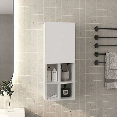 DEPOT E-SHOP Kinta Wall Cabinet, 1 Door, 6 Shelves