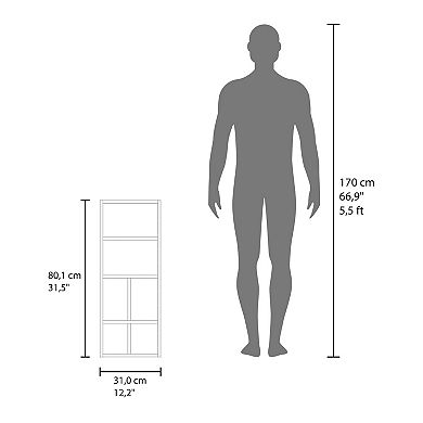 DEPOT E-SHOP Kinta Wall Cabinet, 1 Door, 6 Shelves