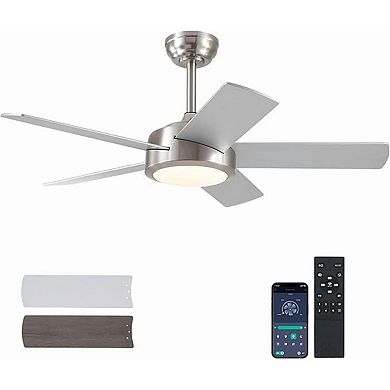 Downrod Ceiling Fan with LED Light Balanced Airflow Quiet DC Motor Six Speed App Control