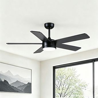 Modern Low Profile Ceiling Fan with Lights and Remote Control,5 Blades,Reversible DC Motor