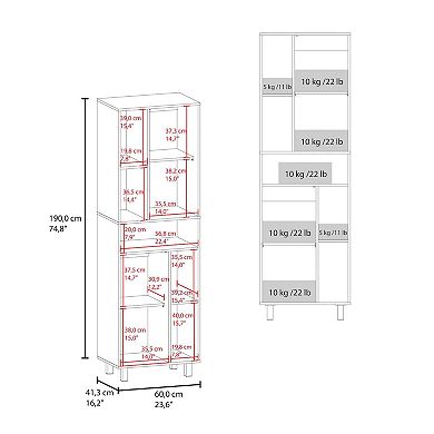 Corfu Pantry Cabinet, 2 Doors, 4 Legs, 9 Shelves