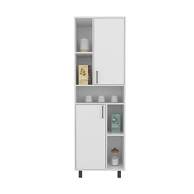 Corfu Pantry Cabinet, 2 Doors, 4 Legs, 9 Shelves