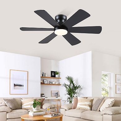 46'' Modern Low Profile Ceiling Fan with Lights,Remote APP Control,Dual-Sided 6 Blades,Bedroom