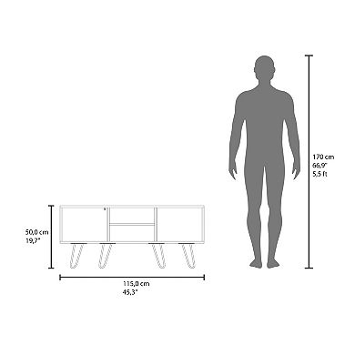 DEPOT E-SHOP Jenks TV Stand, 1 Door, 3 Shelves, 4 Legs, Black