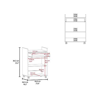 DEPOT E-SHOP Epps Kitchen Cart, 2 Doors, 1 Drawer, 4 Wheels, 2 Shelves
