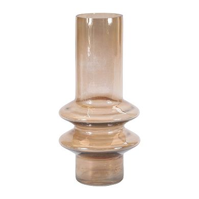 HomeRoots Set of Two Translucent Taupe Glass Cylinder Table Vases