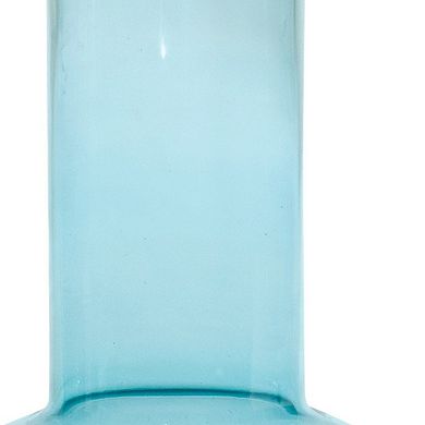 HomeRoots Set of Two Aqua Glass Round Table Vases