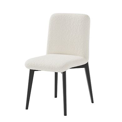 HomeRoots Set of Two White and Black Upholstered Boucle Dining Side Chairs