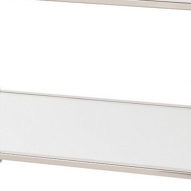 HomeRoots 43" Silver Mirrored And Metal Rectangular Mirrored Coffee Table