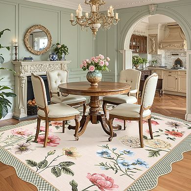 Living Room Rugs Area Rug for Bedroom Soft Washable Scalloped Rug