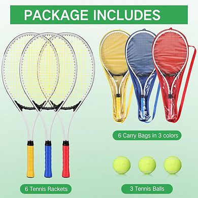 6-Piece Adult Tennis Racket Set with Balls