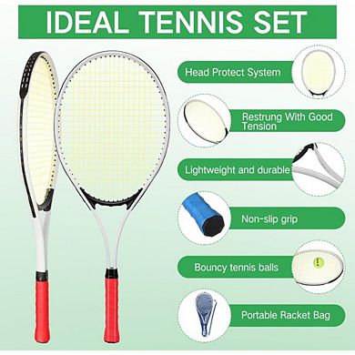 6-Piece Adult Tennis Racket Set with Balls