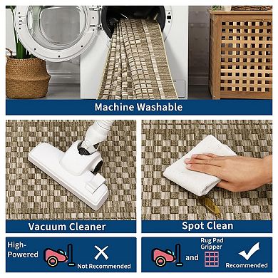 Living Room Rugs Machine Washable Area Rugs Modern Plaid Print Floor Cover Carpet