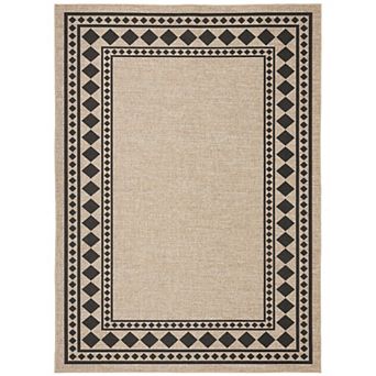 Jute Indoor Outdoor Rug Easy Clean Modern Border Area Rug Low Pile Non-Slip Farmhouse Solid Floor