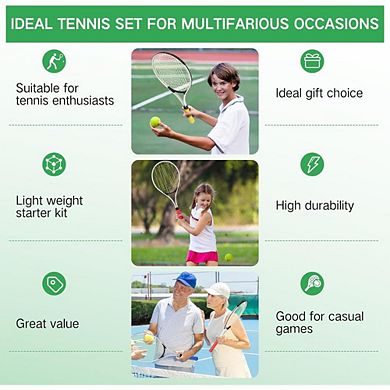 12-Piece Adult Tennis Racket Bulk Set with Balls