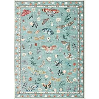 Area Rug Modern Floral Indoor Carpet Low Pile Stain Resistant Throw Carpet