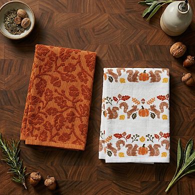 Celebrate Together™ Fall 2-Piece Leaf Carve Kitchen Towel Set