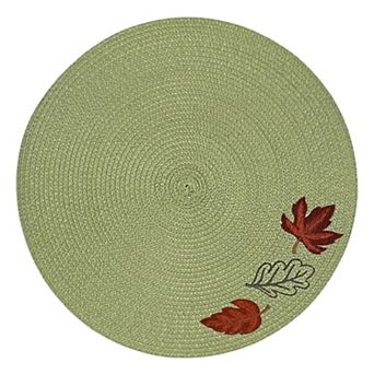 Celebrate Together™ Fall Embroidered Leaves Round Placemat