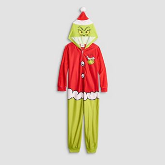 Boys 4-10 The Grinch Hooded Blanket One-Piece Pajamas