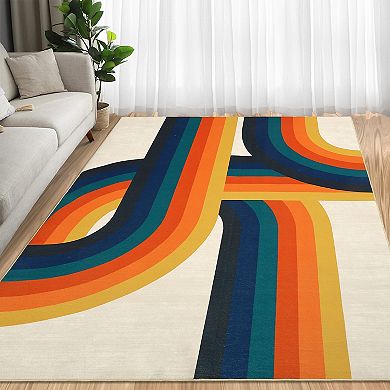 Hallway Bathroom Entryway Kitchen Office Foldable Geometric Printed Modern Washable Area Rug