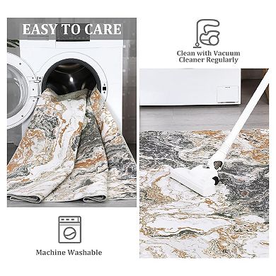 10 x 13 ft Large Marble Rugs for Living Room Soft Low Pile Washable Area Rug