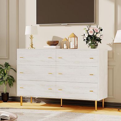 6-Drawer Rustic Dresser 47.2"W, Wood Chest with Bar Handles for Bedroom