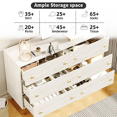 6-Drawer Rustic Dresser 47.2"W, Wood Chest with Bar Handles for Bedroom