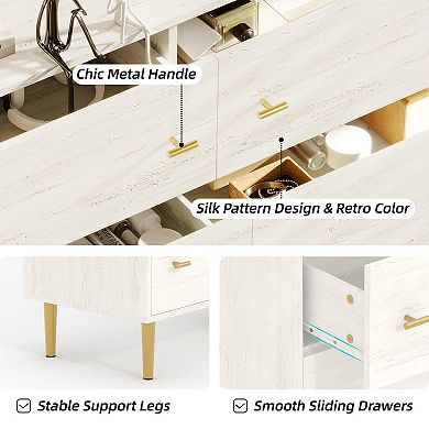 6-Drawer Rustic Dresser 47.2"W, Wood Chest with Bar Handles for Bedroom