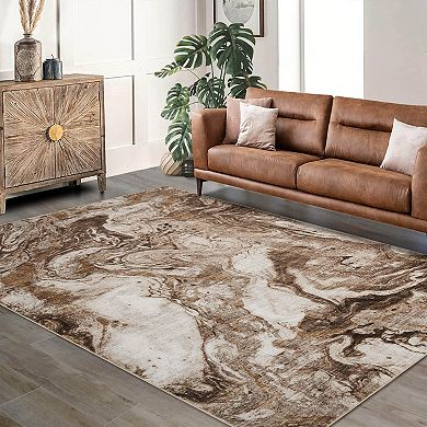 Abstract Boho Modern Runner Rug - Washable Non-Slip Low Pile for Entryway Bedroom Office Dining