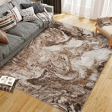 Abstract Boho Modern Runner Rug - Washable Non-Slip Low Pile for Entryway Bedroom Office Dining