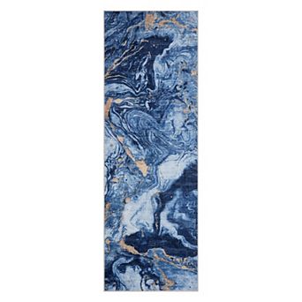 Abstract Boho Modern Runner Rug - Washable Non-Slip Low Pile for Entryway Bedroom Office Dining